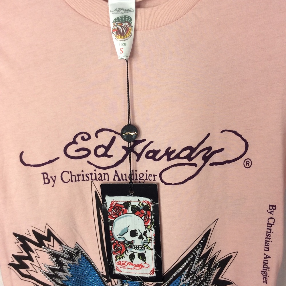 NWT Ed Hardy Women's Pink Long Sleeve Shirt Sz S - Picture 4 of 5